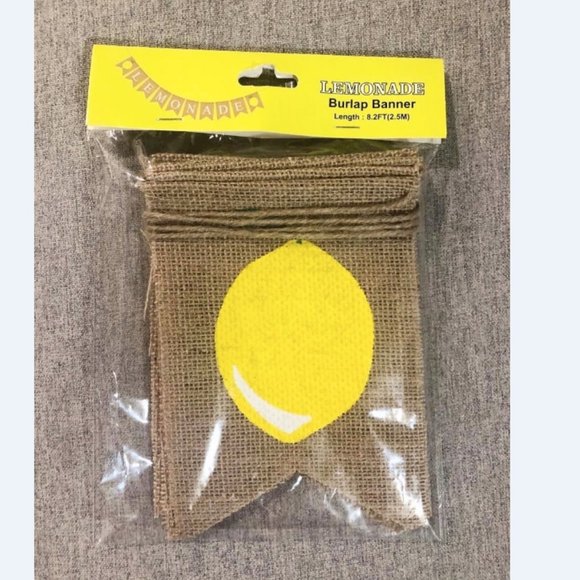 5/$20 NEW Burlap Pre-Strung Adjustable Reusable LEMONADE Banner-Lemon - Picture 2 of 6